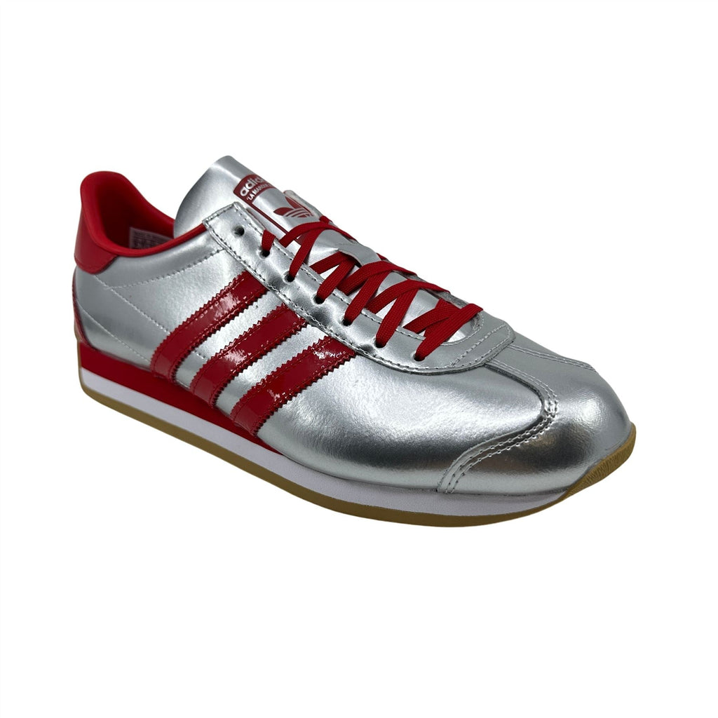 Adidas Country OG Silver Metallic Scarlet Red Womens Athletic Sneaker (JP8804)
