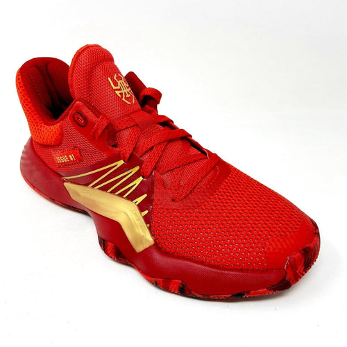 Adidas D.O.N. Issue #1 Junior Red Gold Kids Basketball Sneakers EF2935