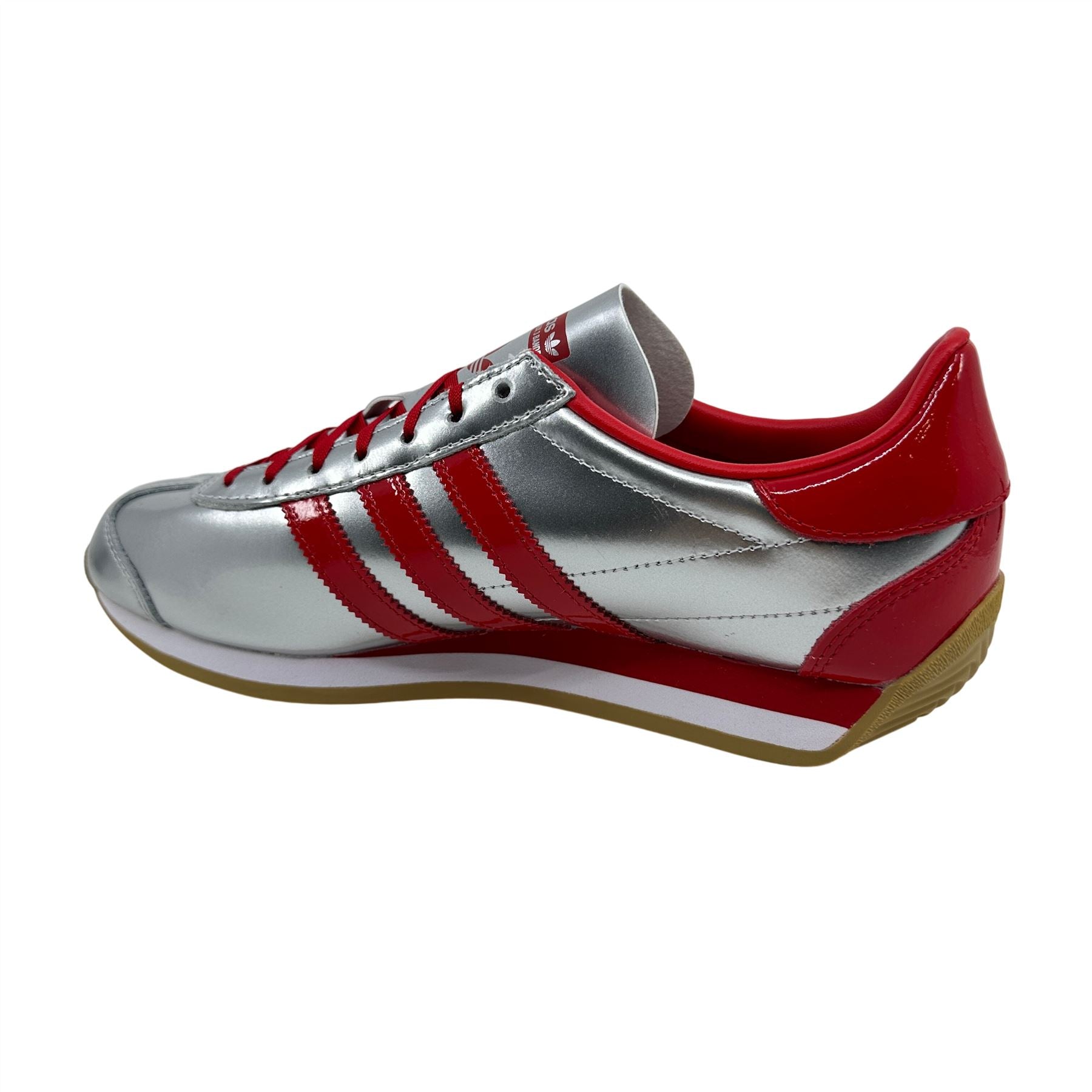 Adidas Country OG Silver Metallic Scarlet Red Womens Athletic Sneaker (JP8804)