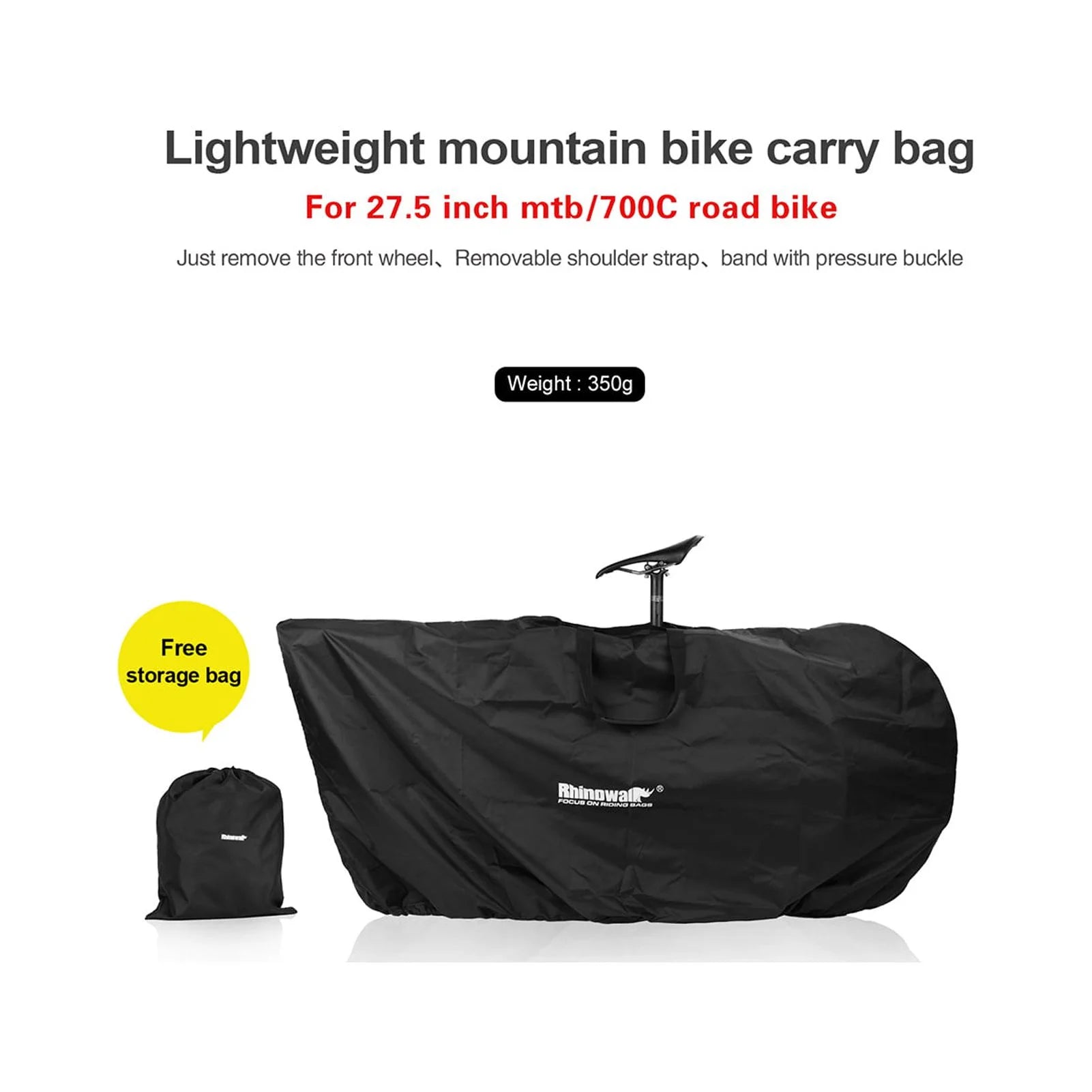 Black Water Resistant Bike Carry Bag S373846