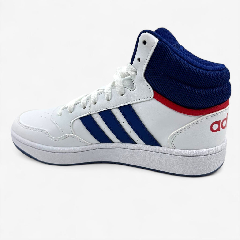 Adidas Hoops 3.0 Mid White Blue Red Kids Athletic Sneaker (GZ9647)