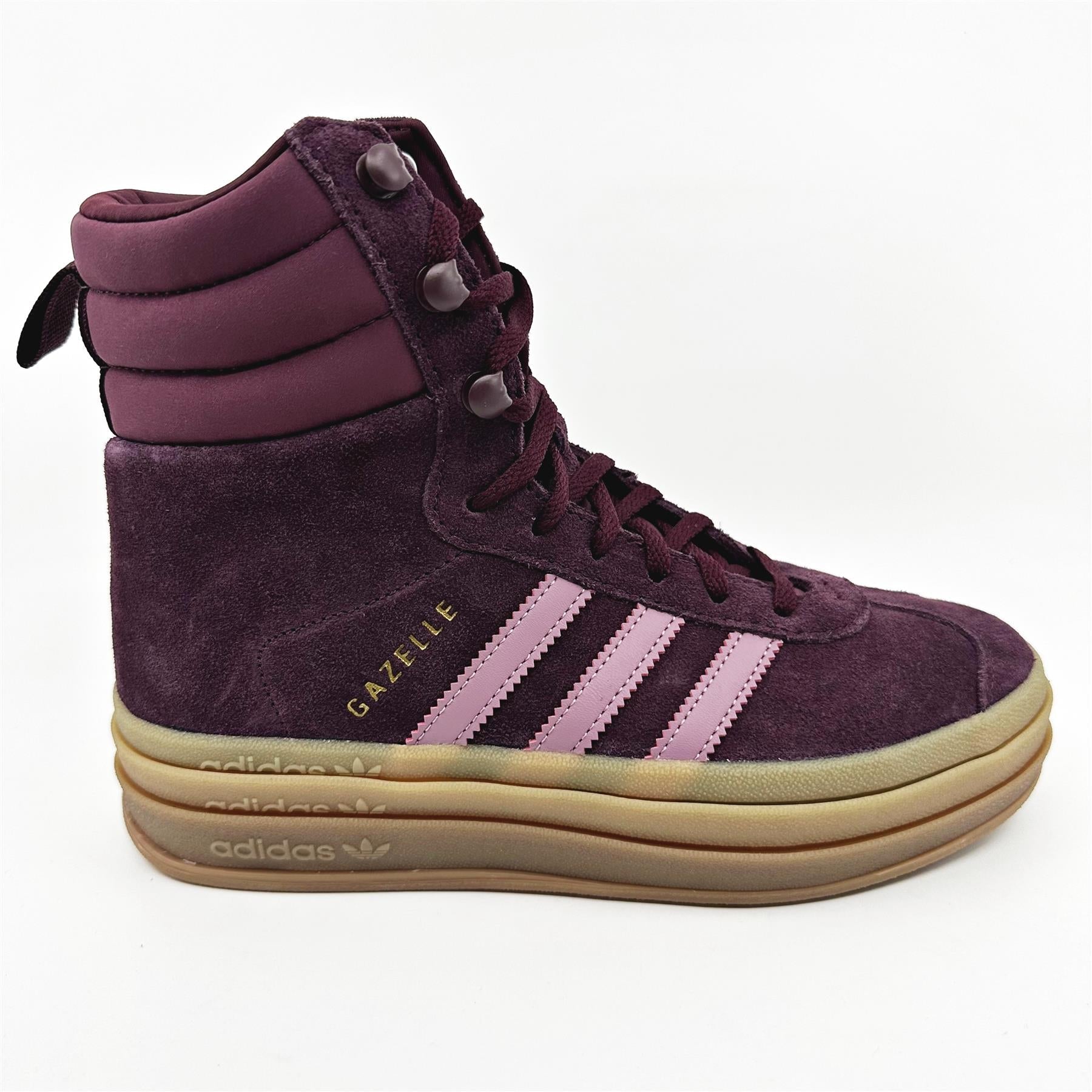 Adidas Gazelle Boot Maroon Wonder Orchid Gold Womens Athletic Sneakers (ID6882)