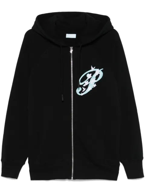 3PARADIS embroidered-logo zip-up hoodie
