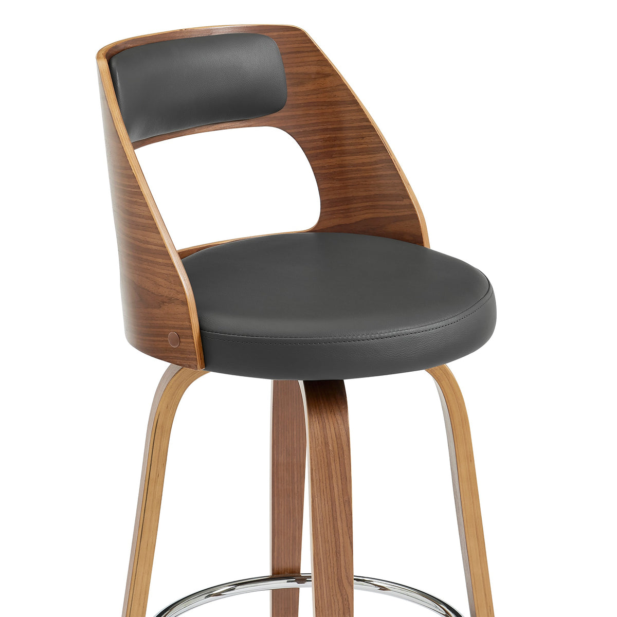 Gray Swivel Counter Stool with Wooden Back G219