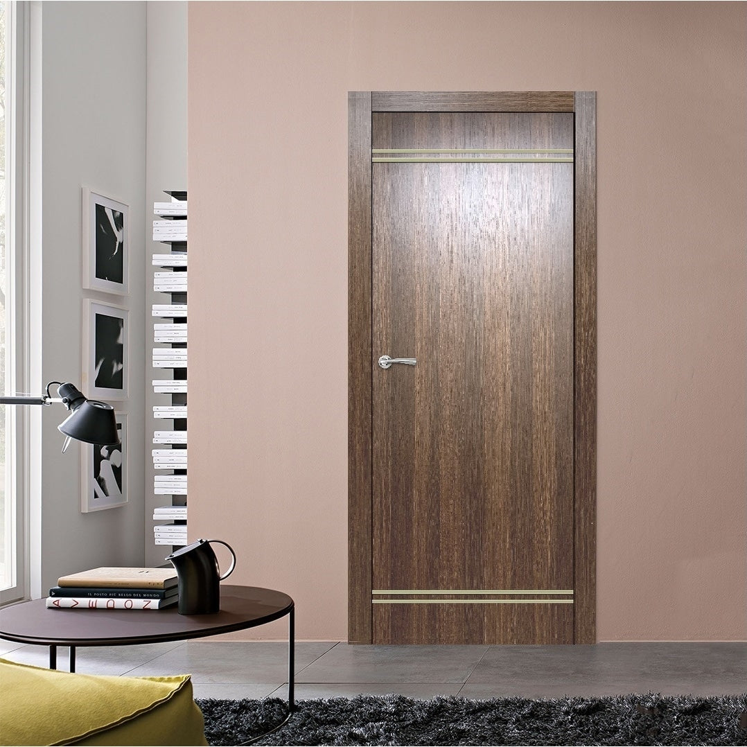 Prefinished Door Slab Whiskey Oak Gold Lines 24X80 Z841