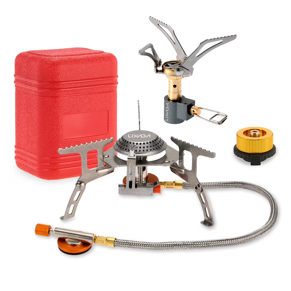 3000W Portable Camping Cookware Set with Gas Conversion Head Adapter S440