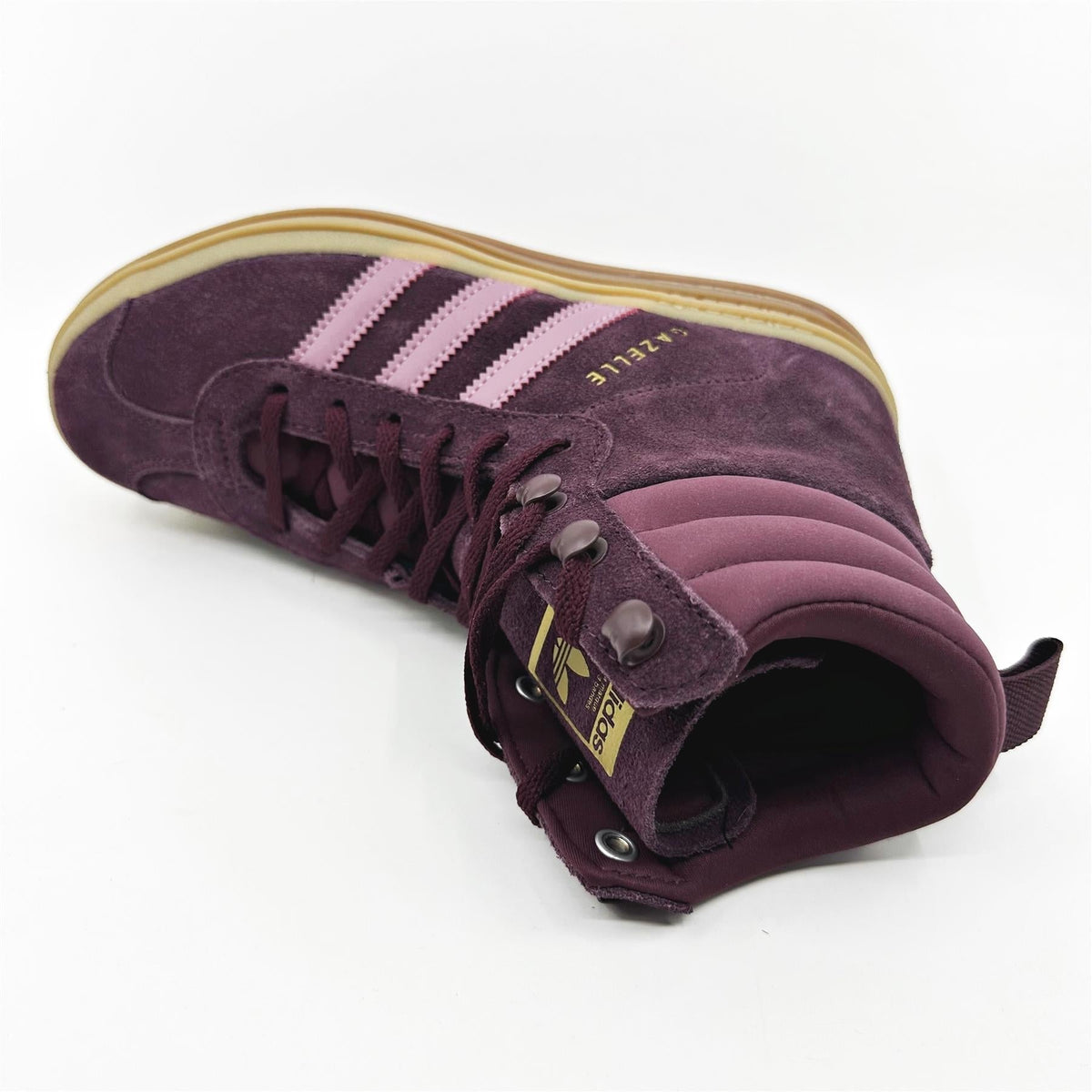 Adidas Gazelle Boot Maroon Wonder Orchid Gold Womens Athletic Sneakers (ID6882)