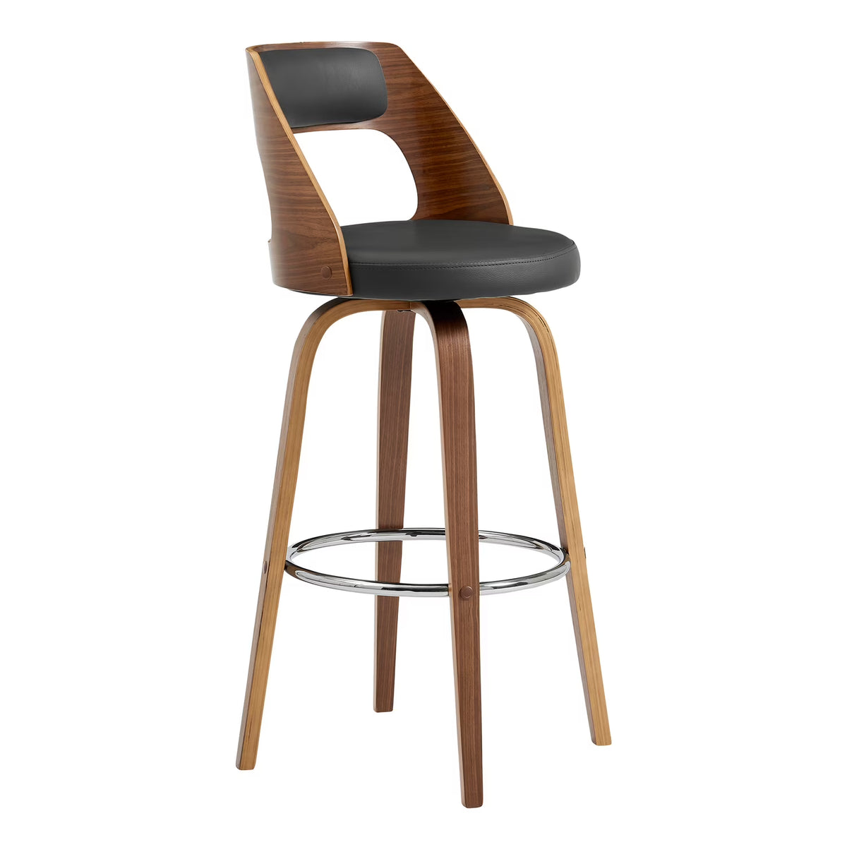 Gray Swivel Counter Stool with Wooden Back G219