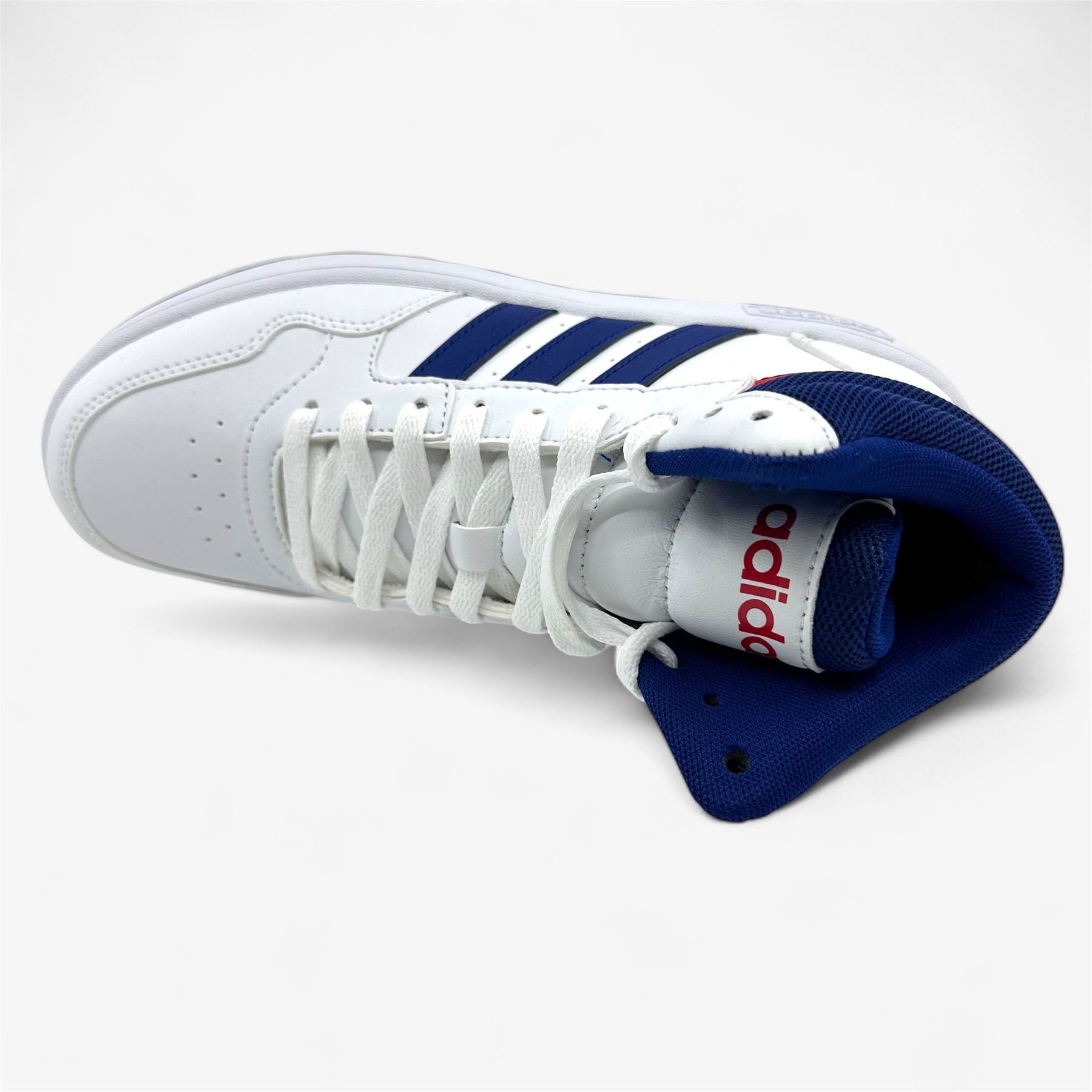 Adidas Hoops 3.0 Mid White Blue Red Kids Athletic Sneaker (GZ9647)
