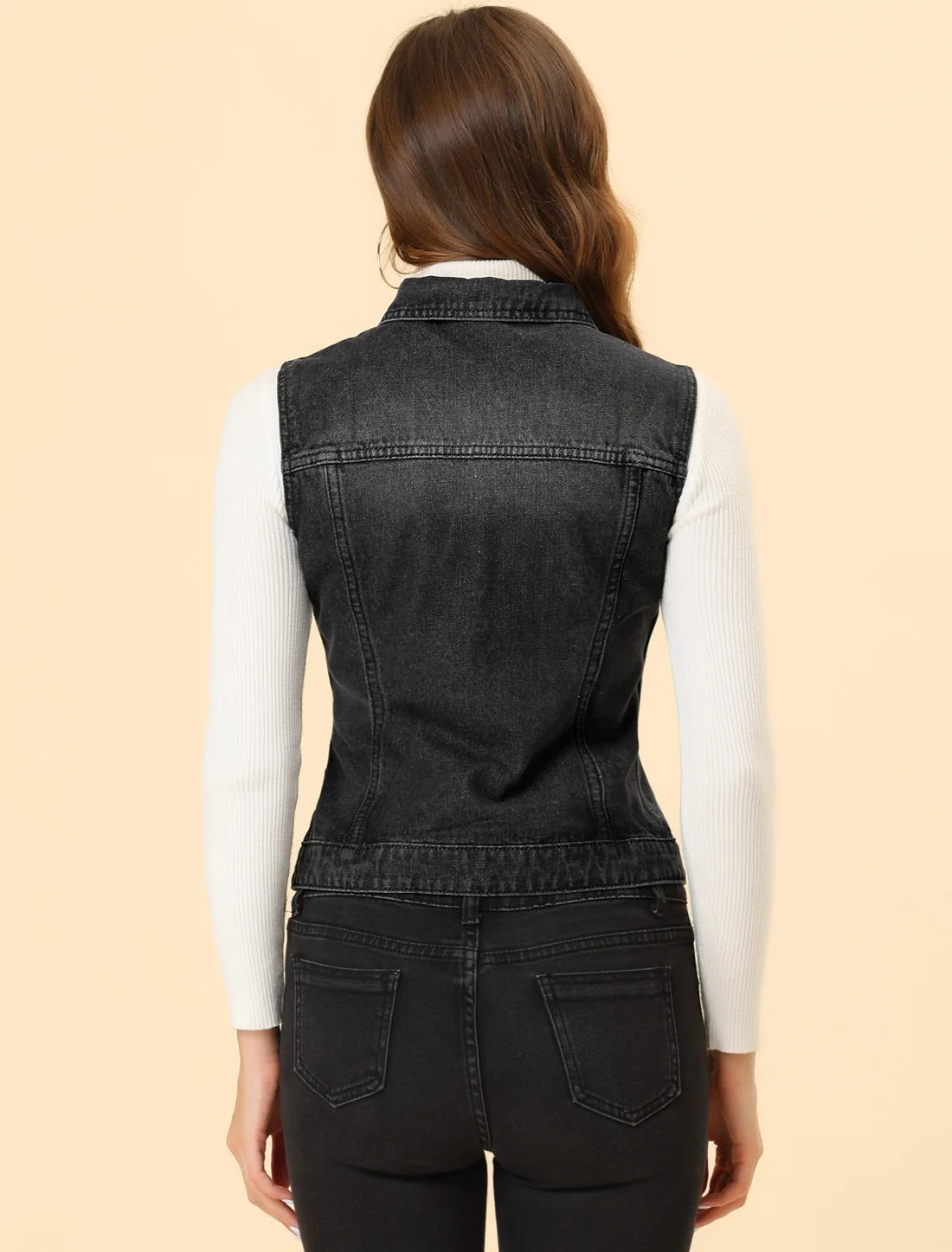 Pink Denim Sleeveless Vest Jacket B4675