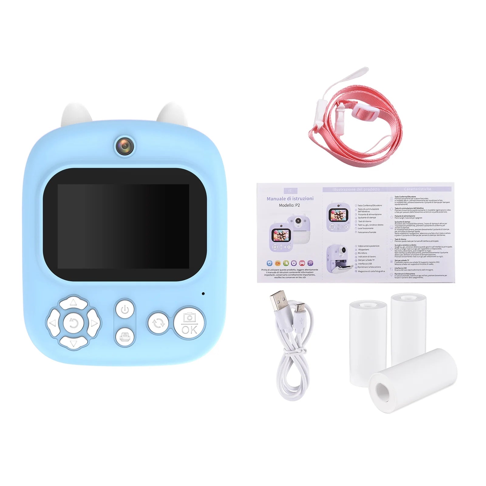 Instant Camera with Dual Lenses, 12MP, 32GB Memory, 3 Printing Paper Rolls R250
