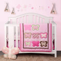 Pink 4 PC Microfiber Cotton Crib Bedding Set H402361