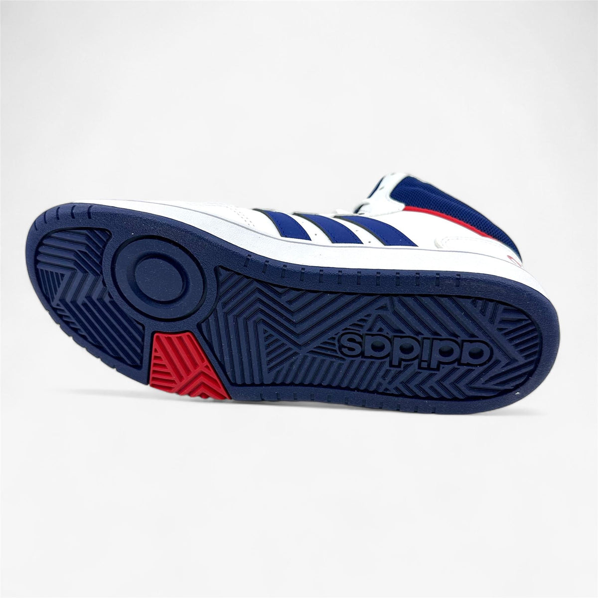 Adidas Hoops 3.0 Mid White Blue Red Kids Athletic Sneaker (GZ9647)