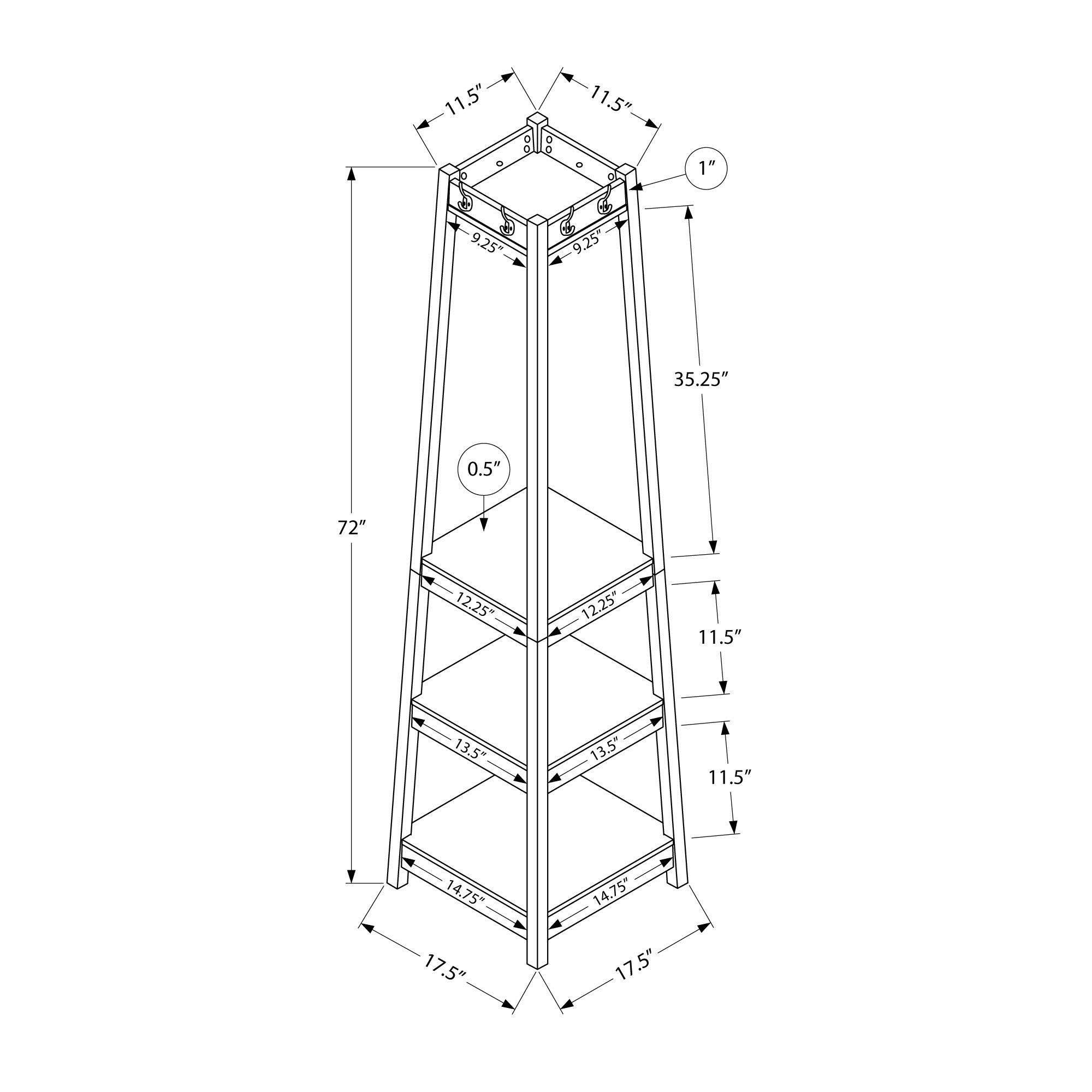 Corner Coat Rack with 3 Shelves Y46111