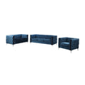 Navy 3 Piece Fabric Sofa Loveseat and Chair Set U869287