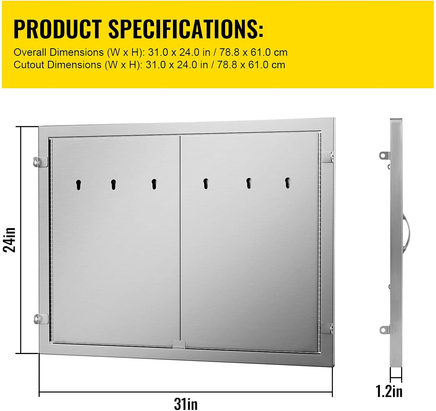 BBQ Double Access Door 31W x 24H Inch Stainless Steel Outdoor Kitchen Door Z499594