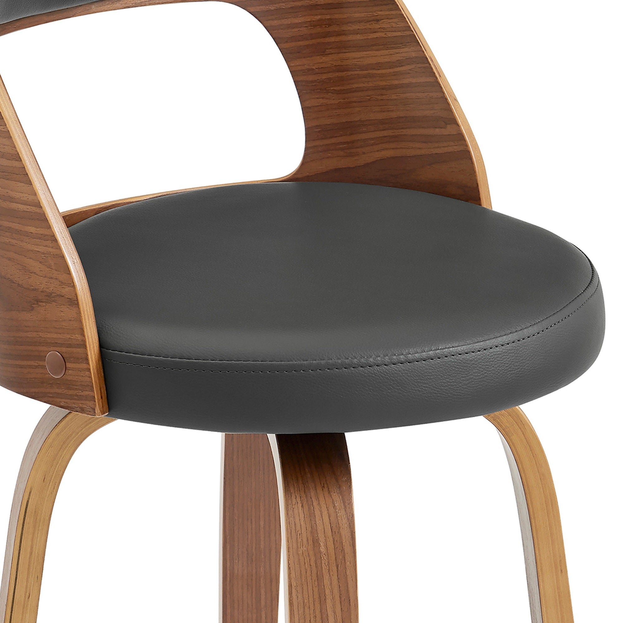 Gray Swivel Counter Stool with Wooden Back G219
