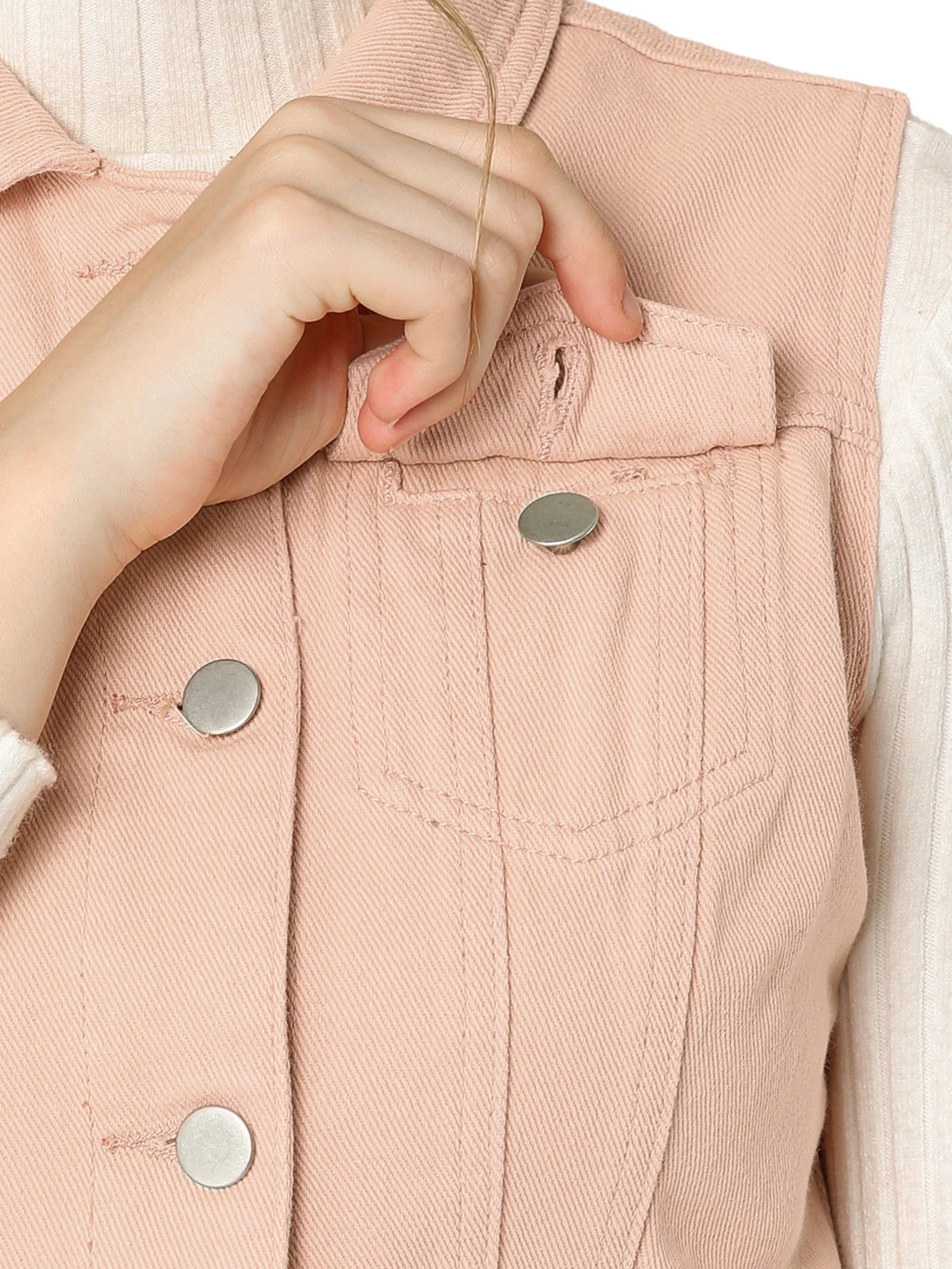 Pink Denim Sleeveless Vest Jacket B4675