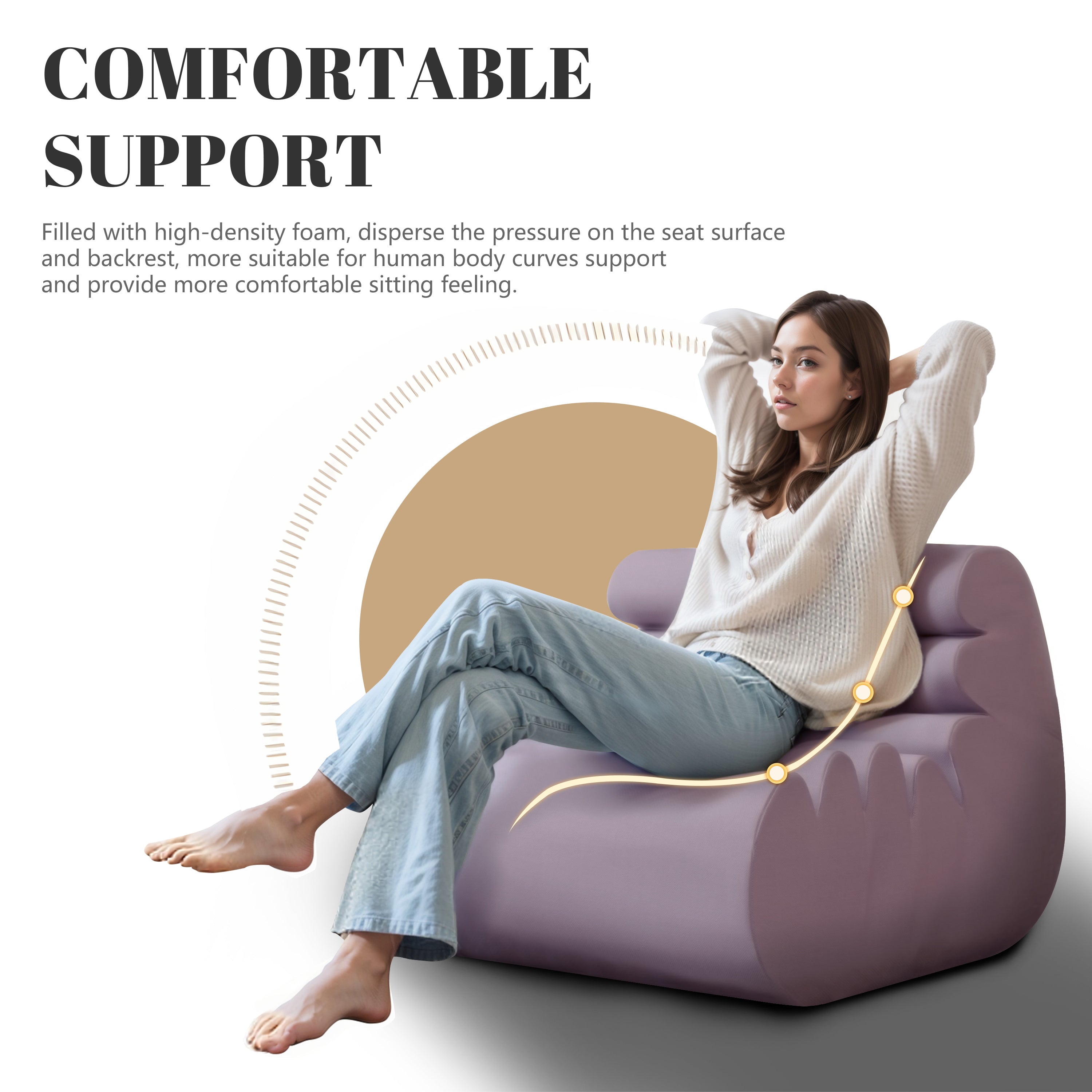 Bean Bag Chair with High-Density Foam Filling Y53219