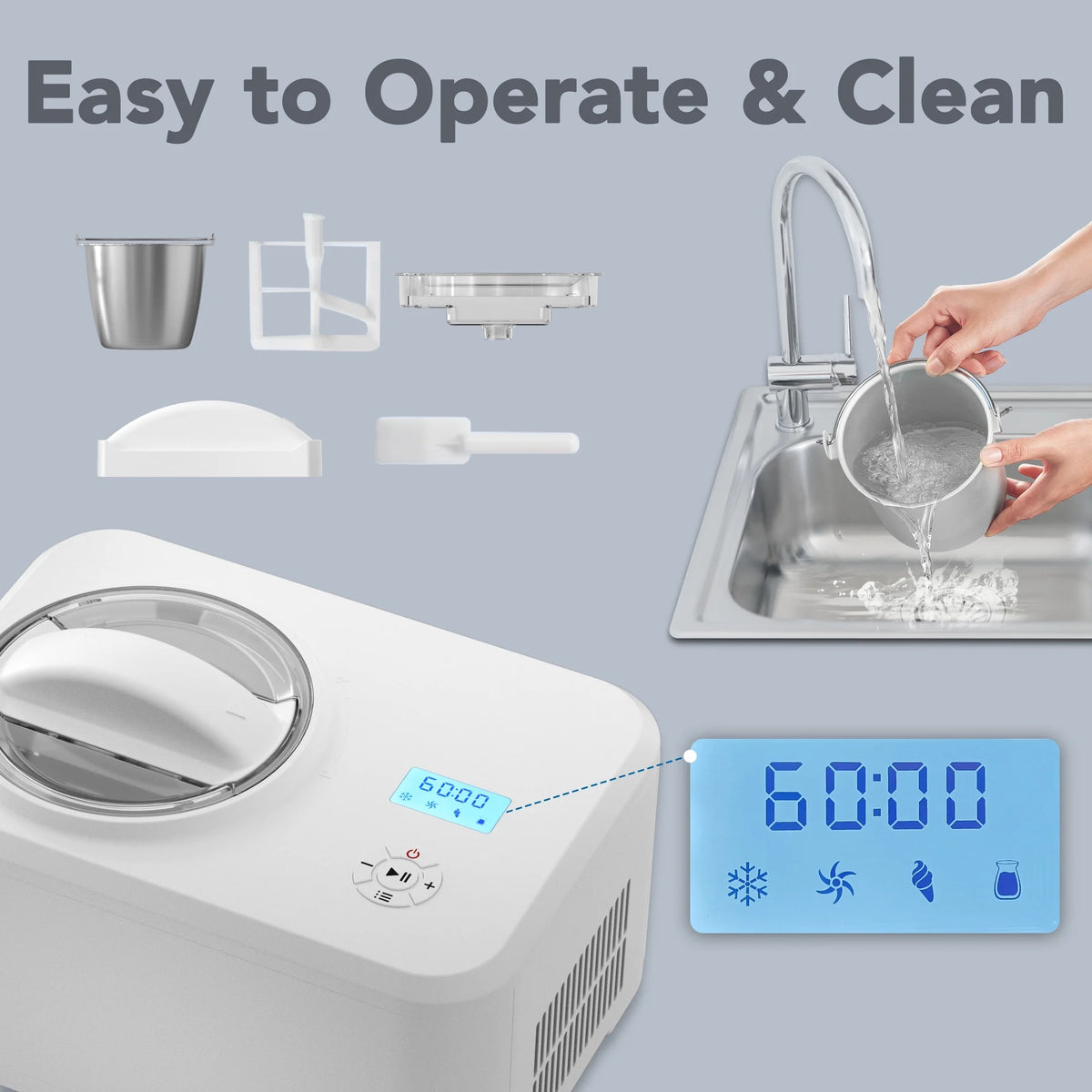 White Automatic Electronic Ice Cream Maker J582756