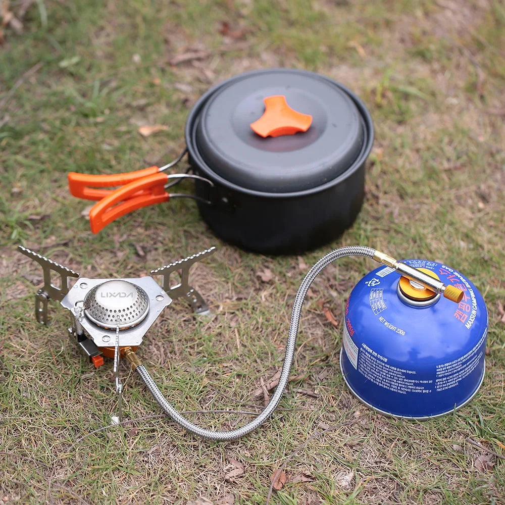 3000W Portable Camping Cookware Set with Gas Conversion Head Adapter S440