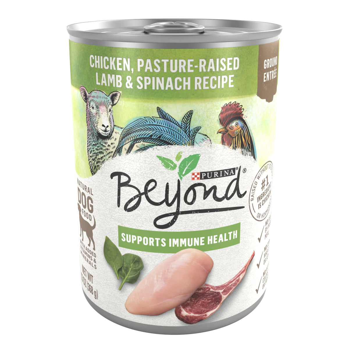 13 oz Cans (12 Pack) Wet Dog Food Chicken Lamb Spinach E56156