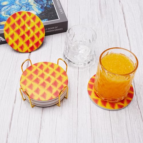 Pepperoni Pizza Ceramic Absorbent Coaster Set with Holder G121