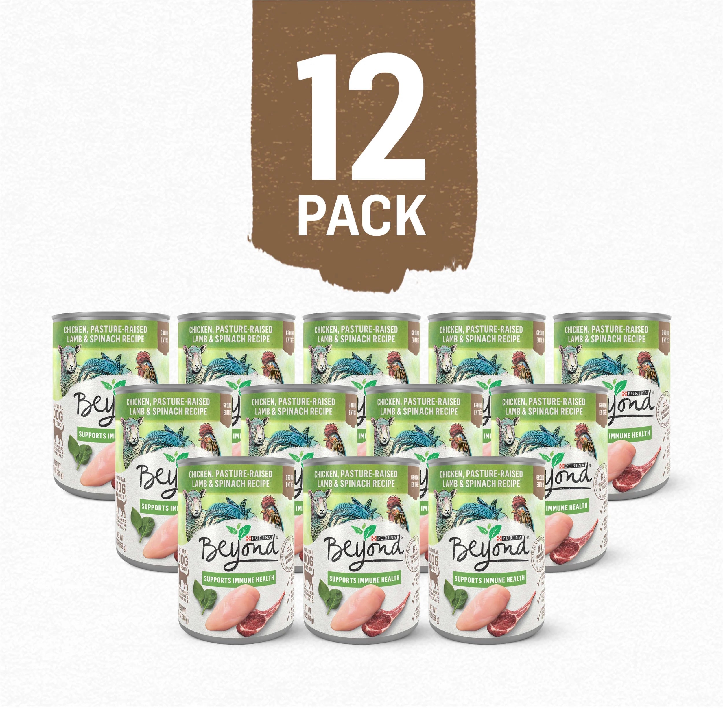 13 oz Cans (12 Pack) Wet Dog Food Chicken Lamb Spinach E56156