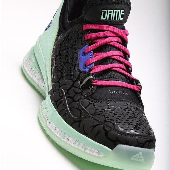 Adidas Damian Lillard 1 Night of Ballin Dead Black Mens Basketball Sneakers DS (S85493)