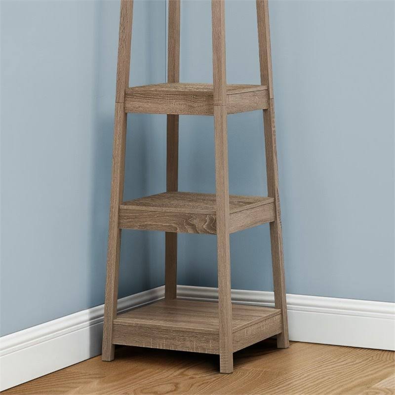 Corner Coat Rack with 3 Shelves Y46111