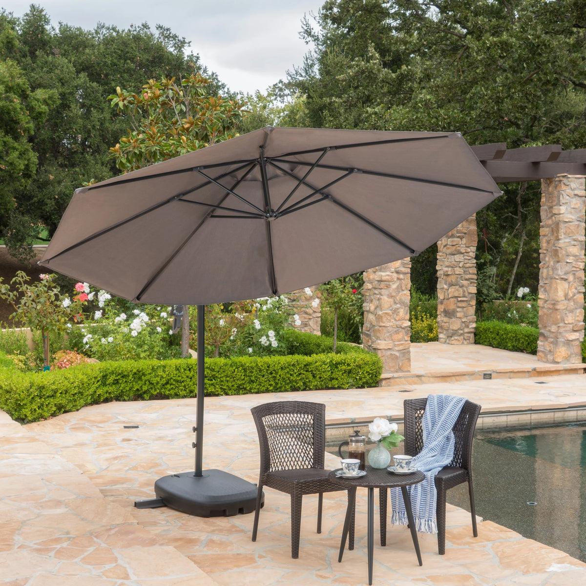 Canopy with Aluminum Pole and Dark Grey Plastic Base U159