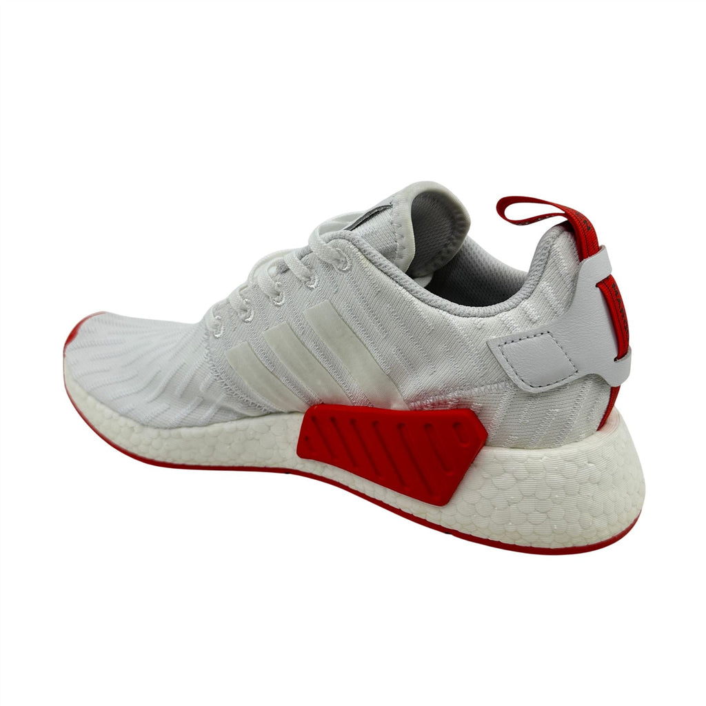 Adidas NMD R2 Primeknit White Core Red Mens Athletic Sneaker (BA7253)