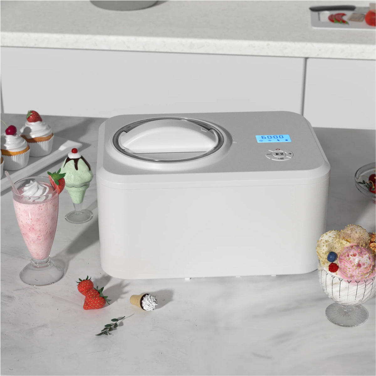 White Automatic Electronic Ice Cream Maker J582756