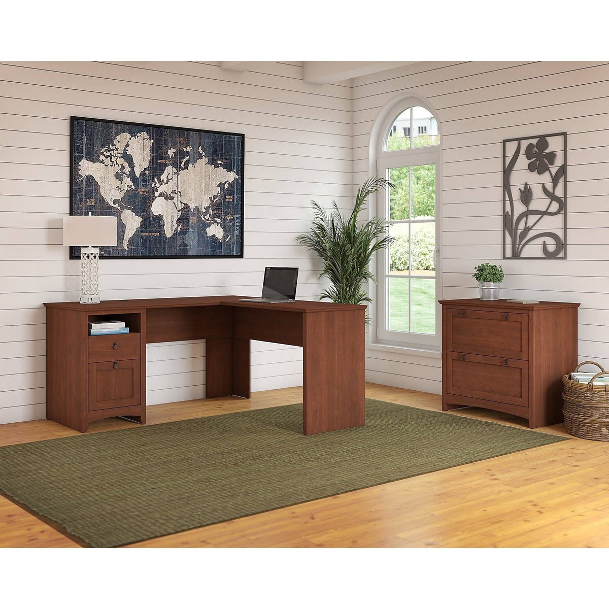 L Shaped Desk with Lateral File Cabinet I834