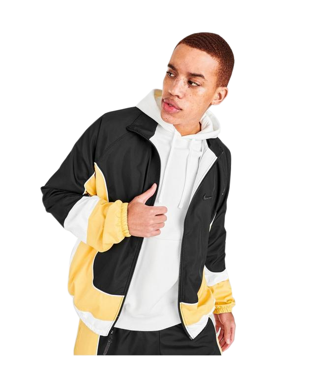 Nike Sportswear Black/Gold Throwback Woven Jacket (CV1931 010)