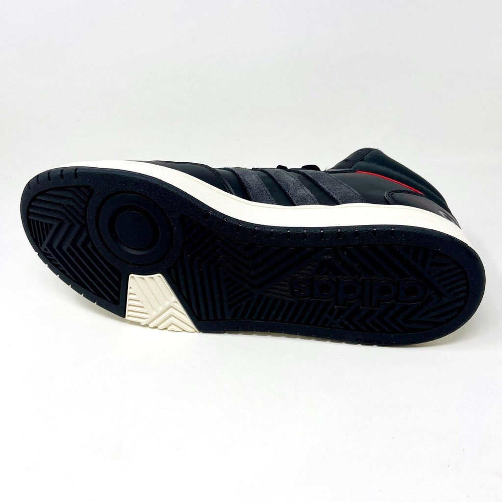 Adidas Hoops 3.0 Mid Black White Red Mens Leather Basketball Sneakers GZ1344