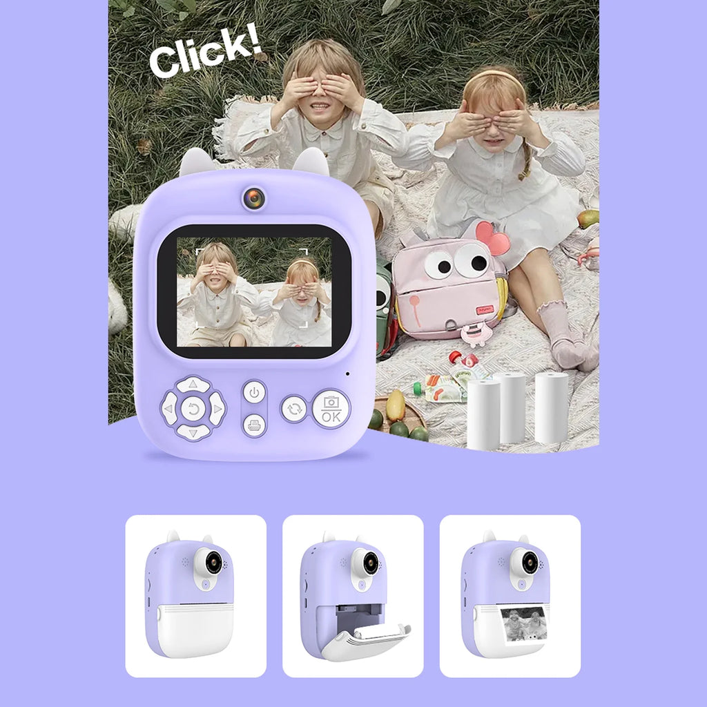 Instant Camera with Dual Lenses, 12MP, 32GB Memory, 3 Printing Paper Rolls R250