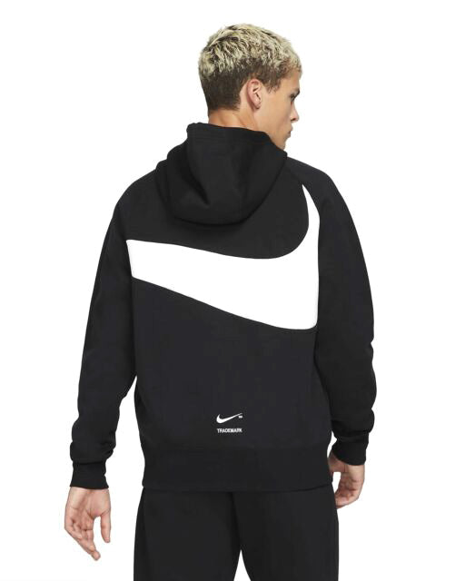Men's Nike Black/White Sportswear Swoosh Tech Fleece Pullover Hoodie (DD8222-010)