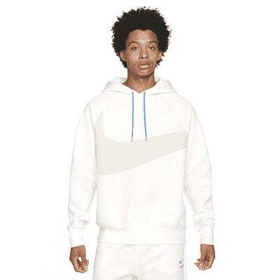 Men's Nike White/Gray Sportswear Swoosh Tech Fleece Pullover Hoodie (DD8222-133)