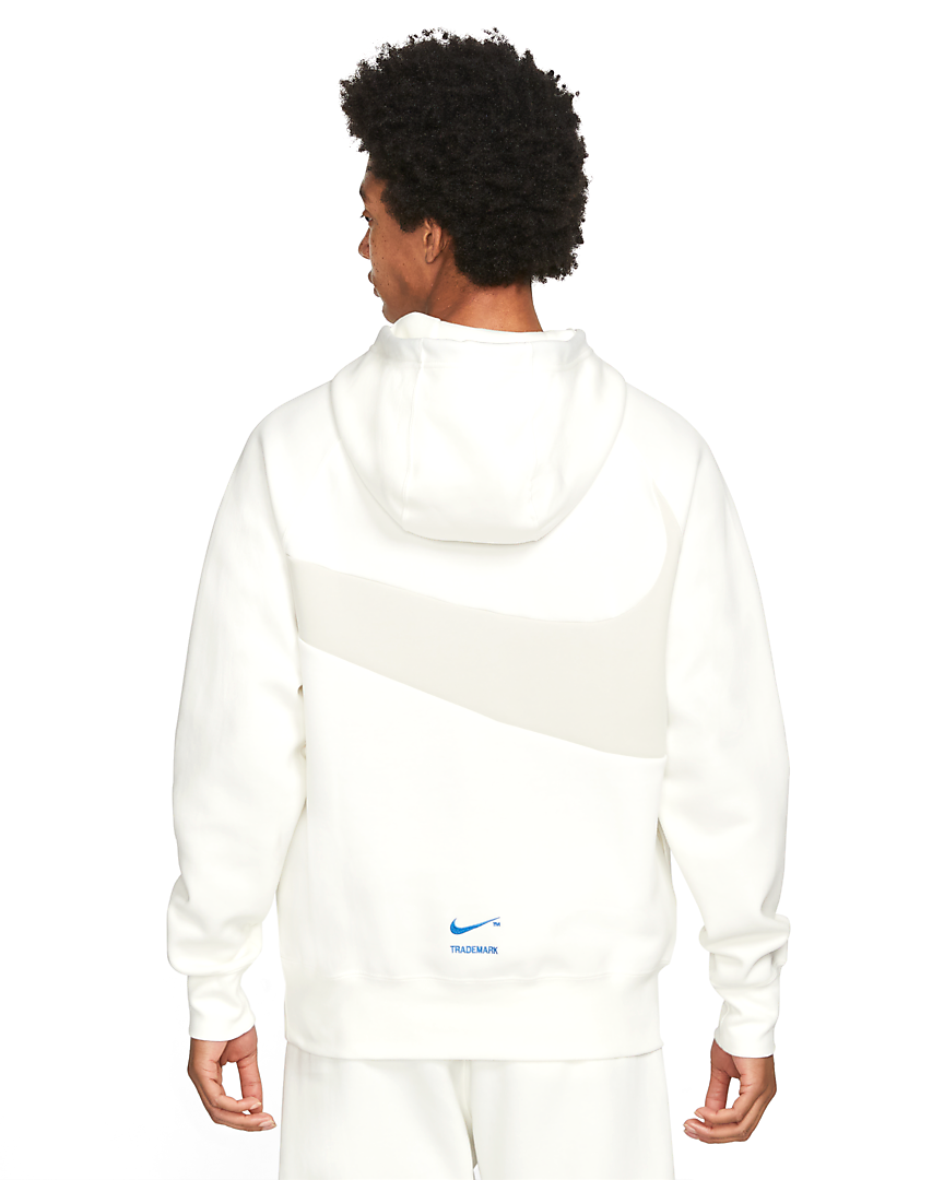 Men's Nike White/Gray Sportswear Swoosh Tech Fleece Pullover Hoodie (DD8222-133)