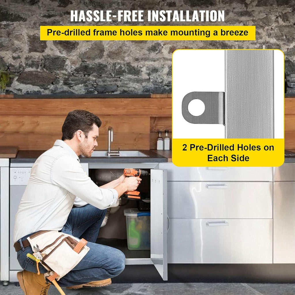 BBQ Double Access Door 31W x 24H Inch Stainless Steel Outdoor Kitchen Door Z499594