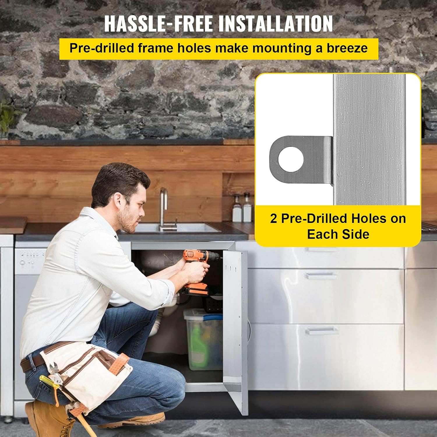 BBQ Double Access Door 31W x 24H Inch Stainless Steel Outdoor Kitchen Door Z499594