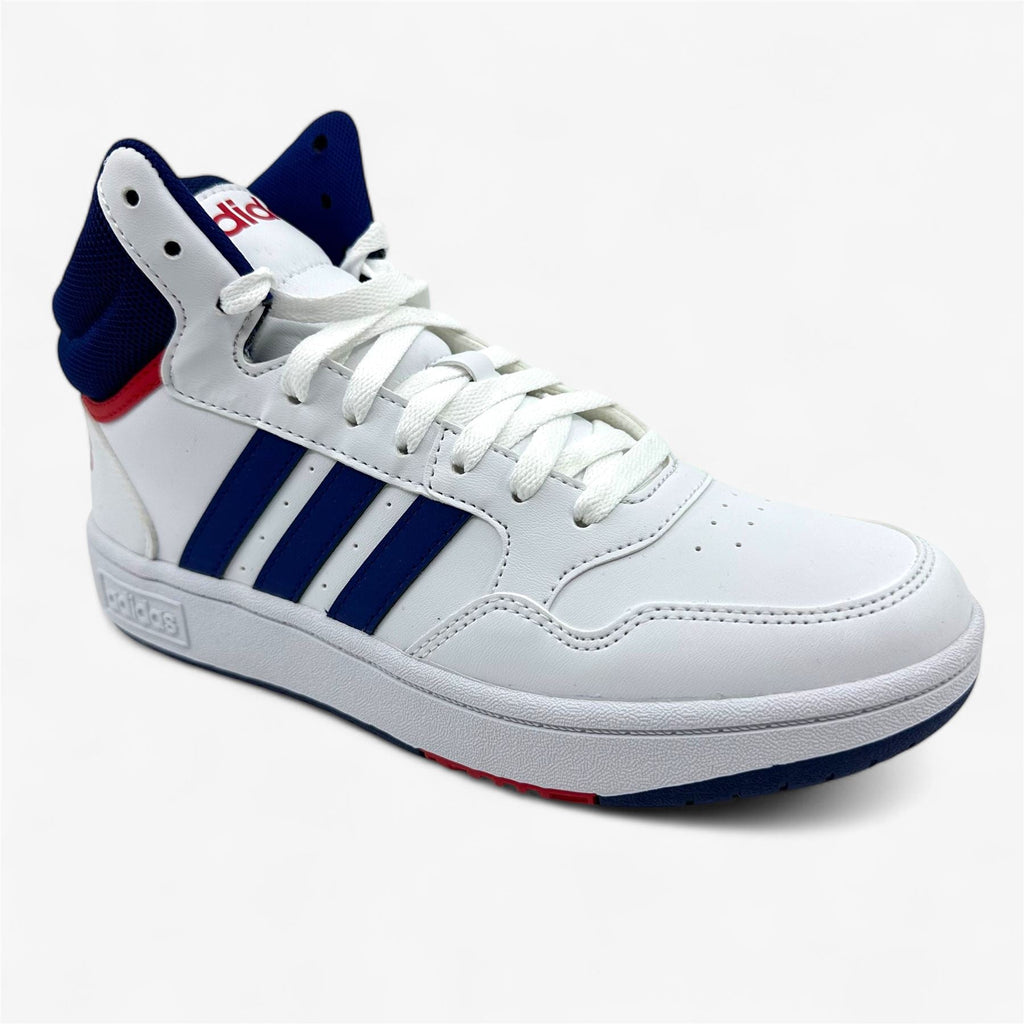 Adidas Hoops 3.0 Mid White Blue Red Kids Athletic Sneaker (GZ9647)