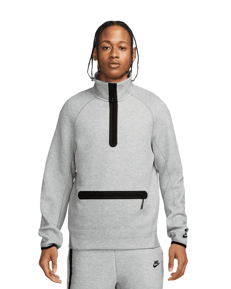 Men's Nike Sportswear Drk Gry Matte Slvr Tech Fleece Half Zip Sweatshirt (FB7998 063)