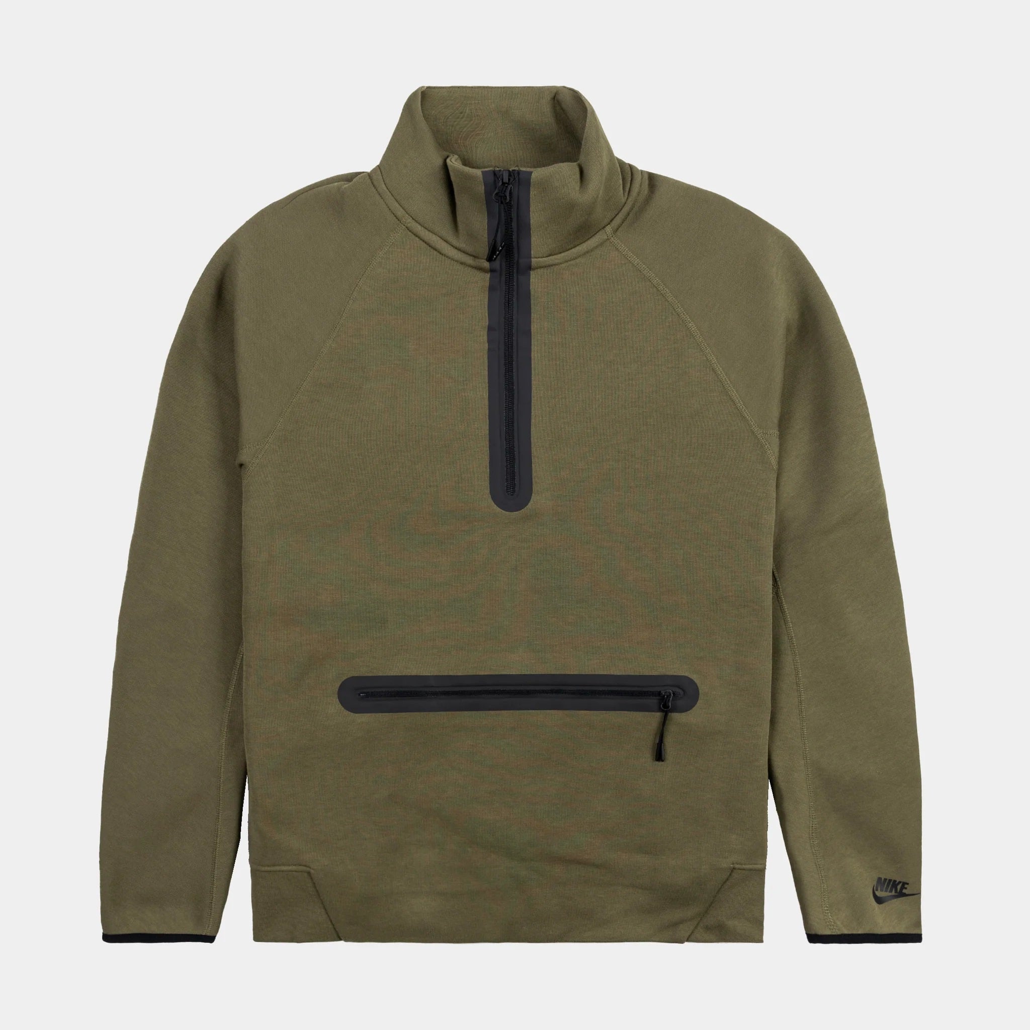 Men's Nike Sportswear Olive/Black Tech Fleece Half Zip Sweatshirt (FB7998 222)