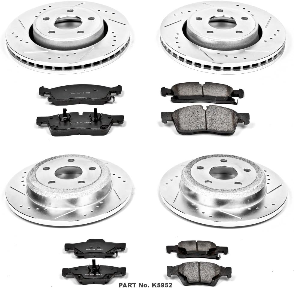 Front and Rear Carbon Fiber Brake Pads with Drilled & Slotted Brake Rotors Kit U67265