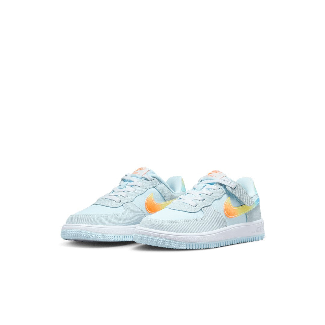 Little Kid's Nike Force 1 Low EasyOn Glacier Bl/Total Orng (HF4783 474)