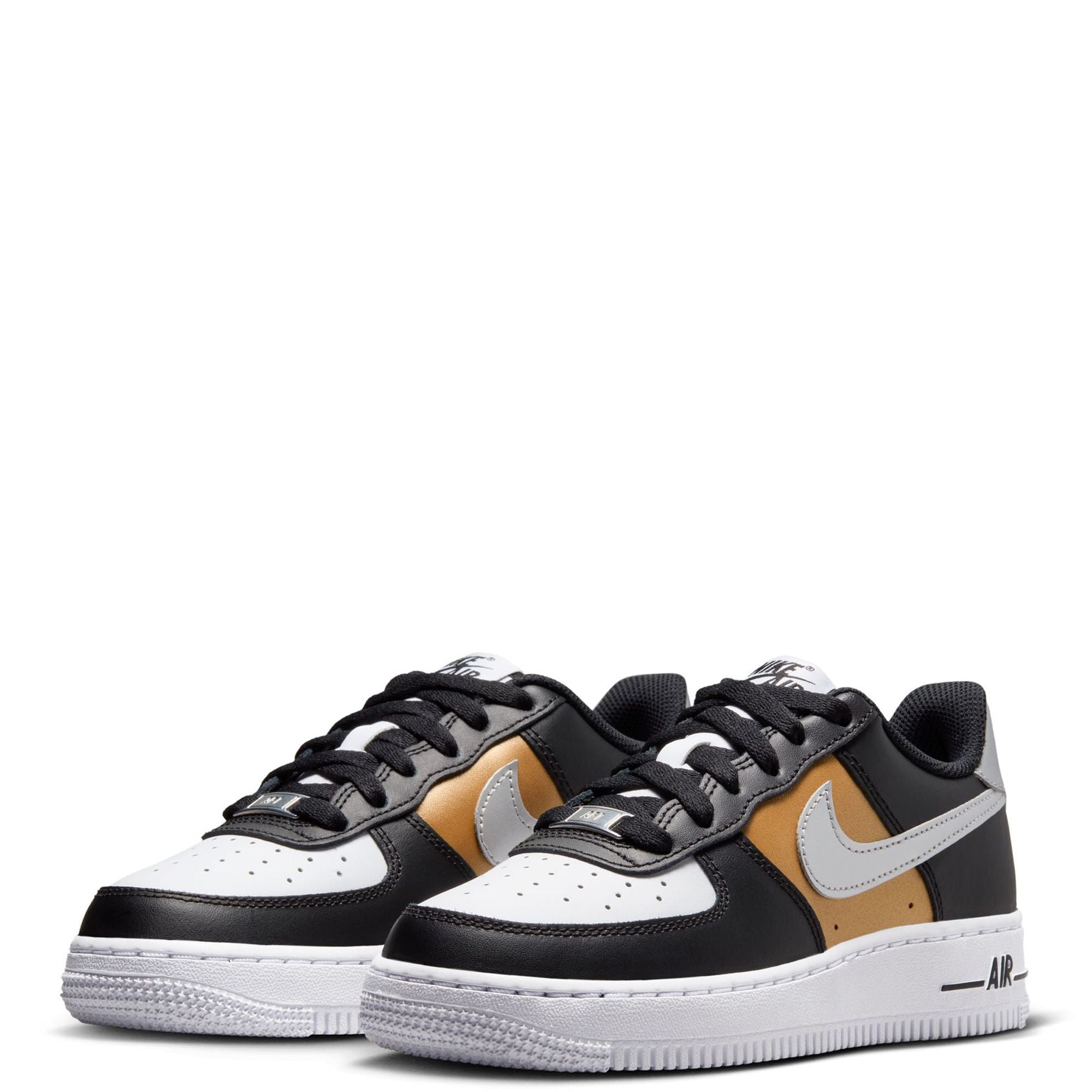 Big Kid's Nike Force 1 BG Black/Metallic Silver-White (HV0937 010)