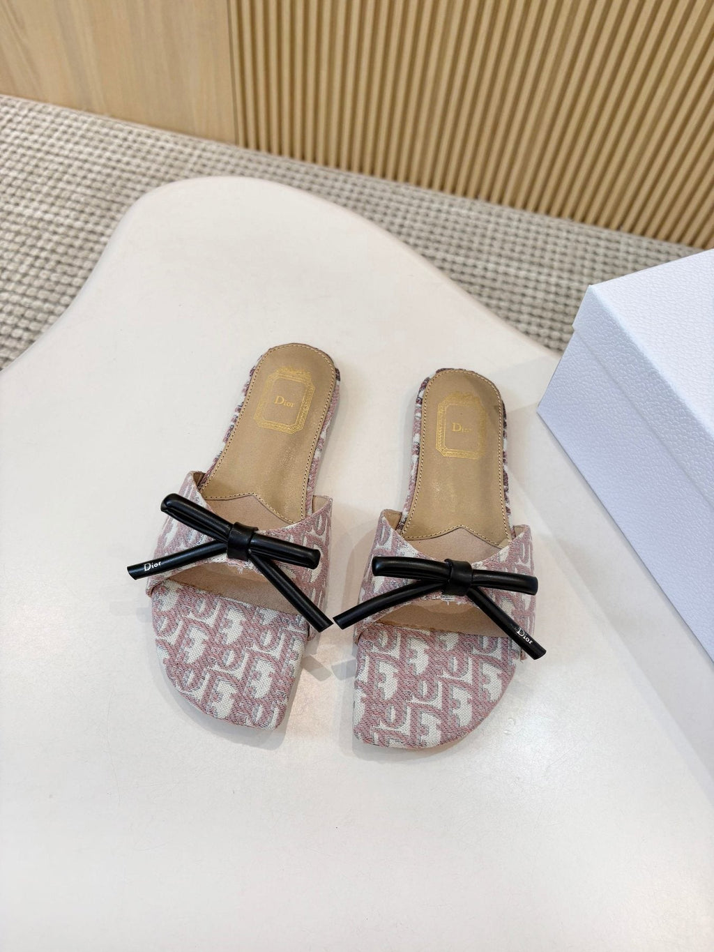 Dior Bow Flat Mule Sandals